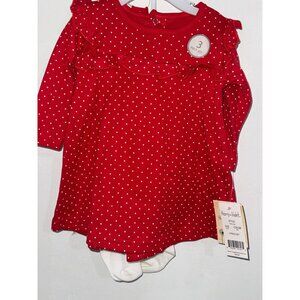 Red Polka Dot Baby Dress & Tights 3-Piece Set 6-9M Harry & Violet